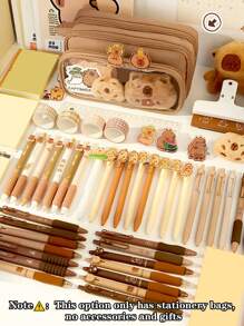 1pc Upgrade Large Capacity Portable Clamshell Detachable Transparent Pen Bag, Can Be Used To Store A Series Of Desktop Student Stationery Bag Such As Ruler Pen Erasers, Multi-Functional Dormitory Cosmetics Storage Bag, Campus Series Classroom Student Office Stationery Pencil Box, No Accessories Gifts Back To School,Pencil Case,Pencil Pouch,School Bag