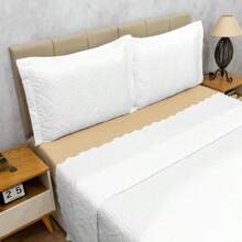 Camili Quilted Double-Sided Bedspread Bedspread Kit With Pillowcase With American Flap - 白色 - 查看 5