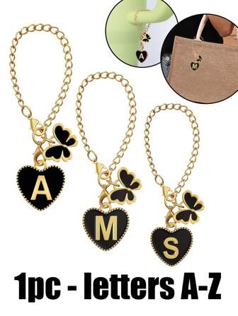 1 件蝴蝶字母饰物、杯子配件、玻璃杯名称 ID 字母手柄饰物、杯子心形首字母识别饰物