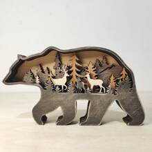 1 pièce Ornement 3D creux en bois multicouche, artisanat en bois créatif pour la décoration de bureau à domicile, cadeau d'anniversaire, fournitures pour les fêtes, décor de scène