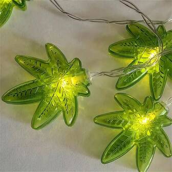 1PC 1.5M10LED/3M20LED Green Clover Battery Box String Light, Designed With Clover Leaves, Powered By AA Batteries (Excluding Batteries), Suitable For Bedroom, Living Room, Garden, Courtyard, Party, Balcony, Bar Decoration