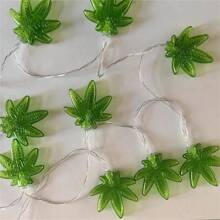 1PC 1.5M10LED/3M20LED Green Clover Battery Box String Light, Designed With Clover Leaves, Powered By AA Batteries (Excluding Batteries), Suitable For Bedroom, Living Room, Garden, Courtyard, Party, Balcony, Bar Decoration