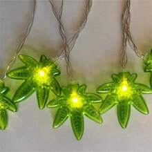 1PC 1.5M10LED/3M20LED Green Clover Battery Box String Light, Designed With Clover Leaves, Powered By AA Batteries (Excluding Batteries), Suitable For Bedroom, Living Room, Garden, Courtyard, Party, Balcony, Bar Decoration