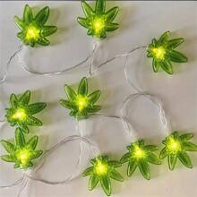 1PC 1.5M10LED/3M20LED Green Clover Battery Box String Light, Designed With Clover Leaves, Powered By AA Batteries (Excluding Batteries), Suitable For Bedroom, Living Room, Garden, Courtyard, Party, Balcony, Bar Decoration