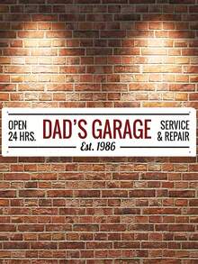 1 tấm trang trí tường bằng kim loại, biển hiệu nhà để xe của bố, mở cửa 24 giờ, 4x16 inch (10x40cm) - Nhiều màu - Xem 10