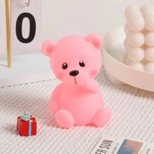 1 Peça Luz Noturna Inclinada de Urso de Pelúcia com 4 Cores de LED, Lâmpada de Ambiente de Urso Fofo para Quarto e Sala de Estar, Decoração Luminosa de Urso de Pelúcia para Festa e Festival