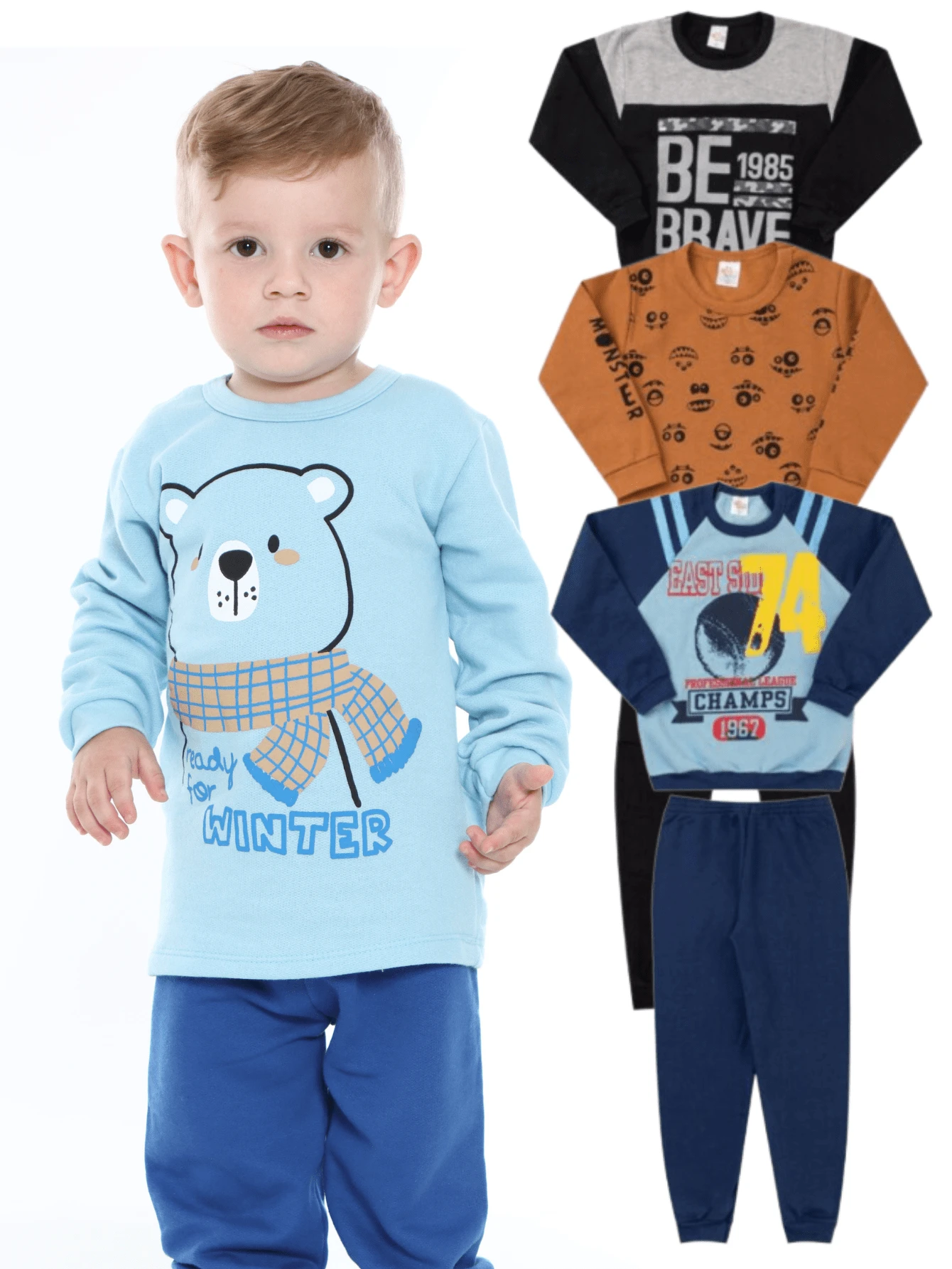 4 Piece ASSORTED Sweatshirt Kit For Boys Winter - 2 Coats + 2 Trousers - Size 1 - Nhiều màu - Xem 1