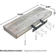 3 Pack 16 Inch Sorbus Rustic Floating Shelves - For Bedroom, Kitchen, Living Room, Office - Display Trophies, Books, Frames, Etc (Blue/Gray) - Multicolor - View 2