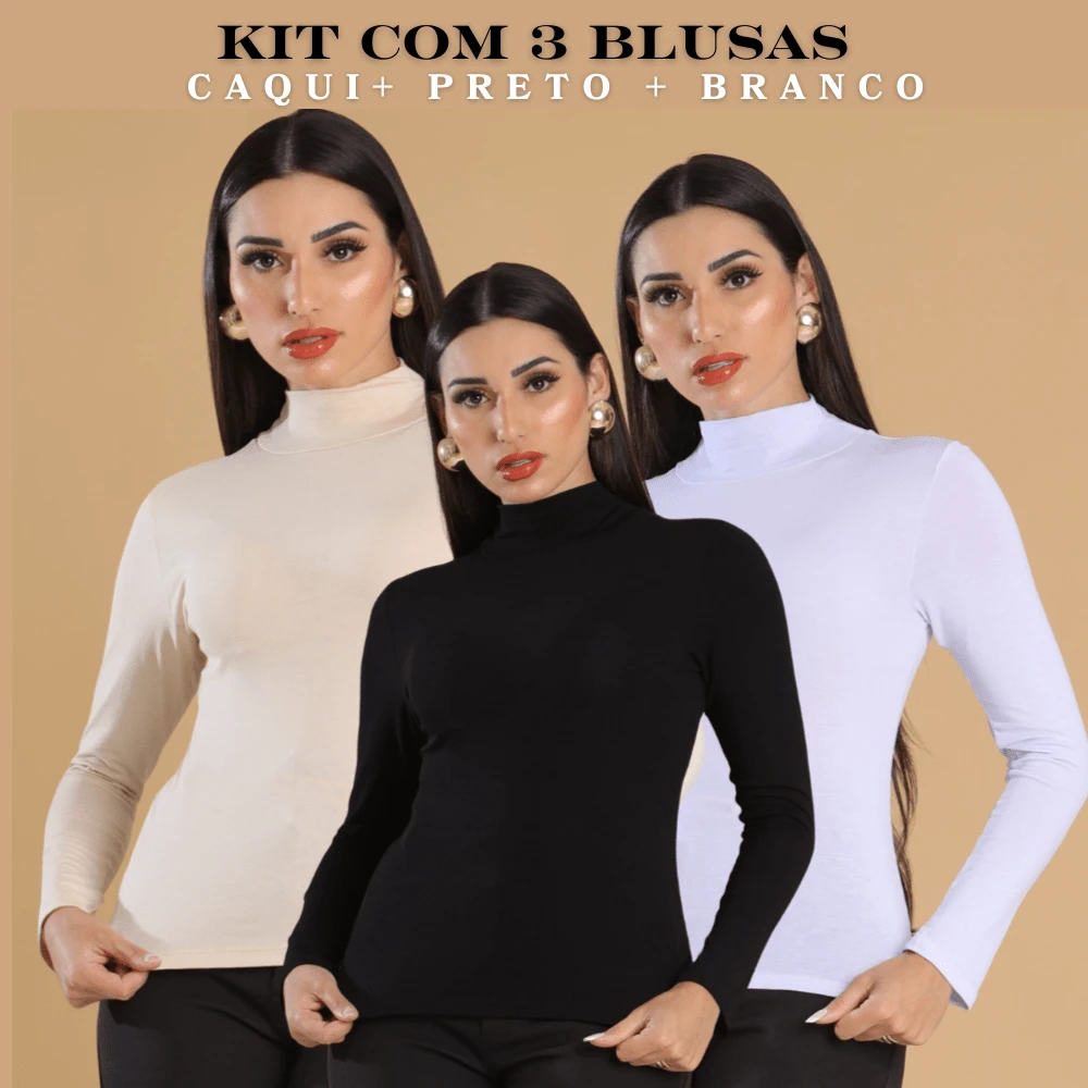 Kit With Cacharrel Women's Blouse, High Neck, Long Sleeve - 藍色 - 查看 1