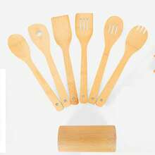 1/6pcs Bamboo Cooking Utensils Set - Includes Spoonula, Slotted Spoon,Shovel, And Spatula - Perfect For Nonstick Pans And Woks