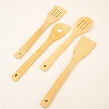 1/6pcs Bamboo Cooking Utensils Set - Includes Spoonula, Slotted Spoon,Shovel, And Spatula - Perfect For Nonstick Pans And Woks