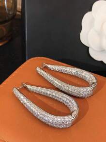 1 对漂亮方晶锆石环形耳环，适合女士婚礼订婚周年派对珠宝情人节礼物、妈妈、母亲、母亲节、礼物