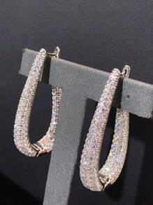 1 对漂亮方晶锆石环形耳环，适合女士婚礼订婚周年派对珠宝情人节礼物、妈妈、母亲、母亲节、礼物