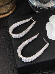 1 对漂亮方晶锆石环形耳环，适合女士婚礼订婚周年派对珠宝情人节礼物、妈妈、母亲、母亲节、礼物