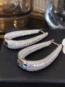 1 对漂亮方晶锆石环形耳环，适合女士婚礼订婚周年派对珠宝情人节礼物、妈妈、母亲、母亲节、礼物