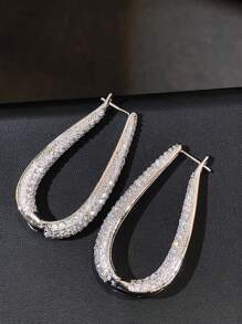 1 对漂亮方晶锆石环形耳环，适合女士婚礼订婚周年派对珠宝情人节礼物、妈妈、母亲、母亲节、礼物