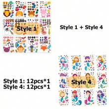 Set de 12/36 hojas con pegatinas para hacer un rompecabezas de caras de diferentes estilos con animales lindos que cambian, juego de pegatinas de rompecabezas divertido para una educación temprana, juguetes y regalos para niños, suministros de manualidades.
