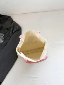 时尚休闲字母印花帆布女士手提包，时尚可重复使用的杂货收纳单肩包，休闲大容量夏季户外旅行海滩度假手提包，轻便多功能日常通勤购物袋，适合工作