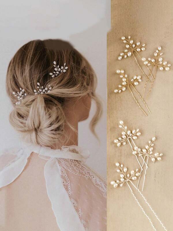1 pièce Accessoire de cheveux de mariée en fleur de perle synthétique de couleur argent fait à la main, accessoire de mariage/fête