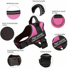 3 件定制狗狗补丁标签狗背心 ID 补丁定制反光透气可调节宠物背带适用于狗狗无拉力宠物户外背带 - 粉色 - 查看 3