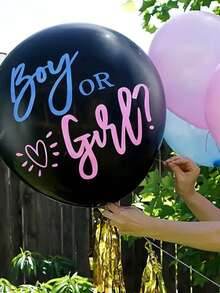 3pcs 36-Inch Gender Reveal Printed Balloons For Party Decoration - Multicolor - View 3