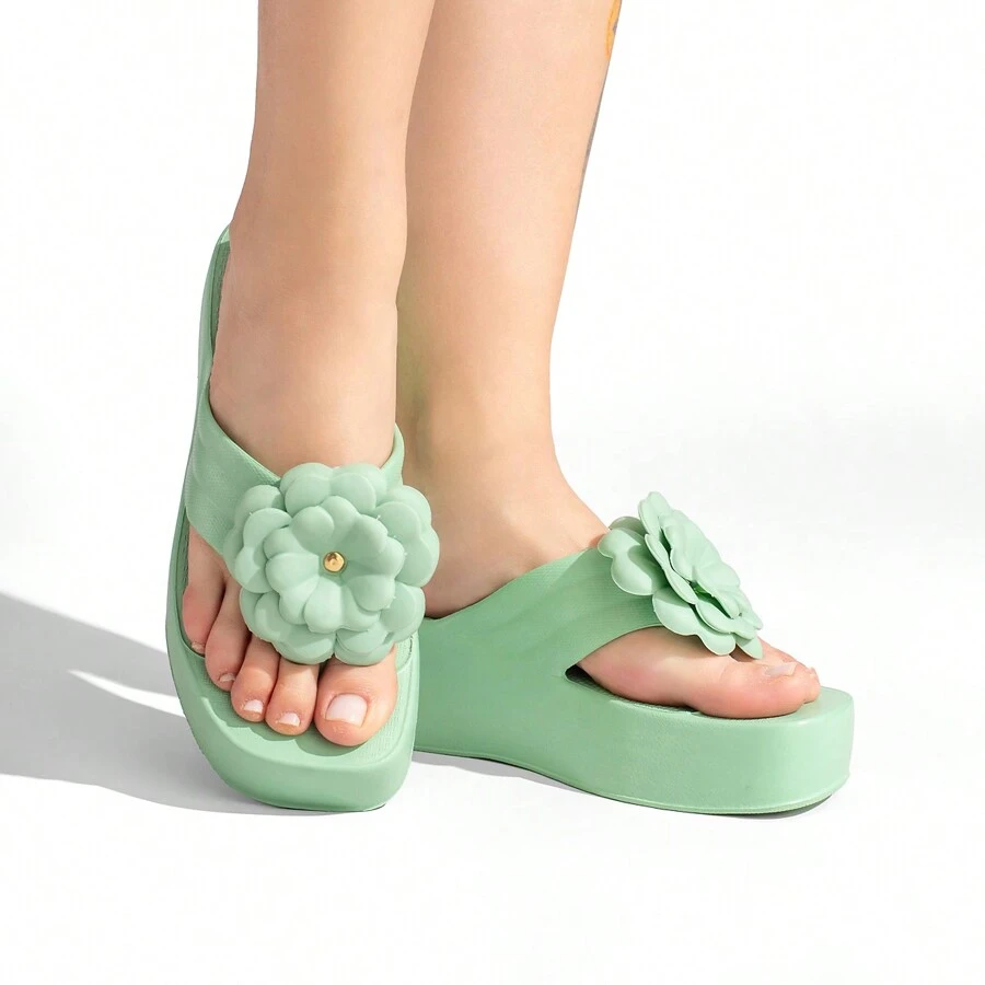 EVVA HIT Women's Platform Flip Flops With Super Light And Soft EVA Heel - Màu xanh Bạc hà - Xem 1