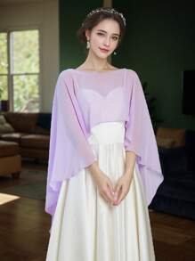 1pc Ladies' Lightweight Chiffon Shawl Wrap For Bridal, Bridesmaids, Summer, Formal Events, Cosplay, Stage Shows, Available In Lavender, Black, White, Red, Plus Size Halloween Fall Clothes For Women - Multicolor - View 8
