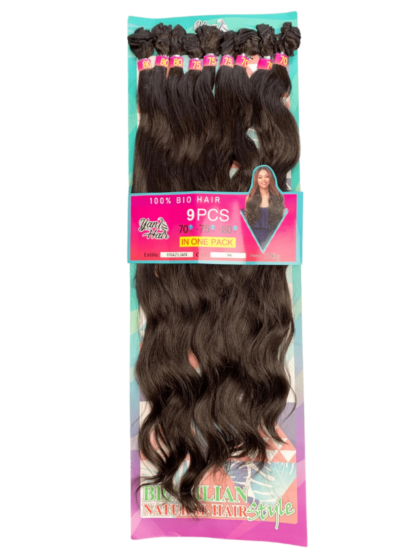 PACOTE CABELO BIO ORGÂNICO TECIDO ONDULADO EXTRA LONGO BRAZILIAN - YAN HAIR - Dark Brown - Visão 1