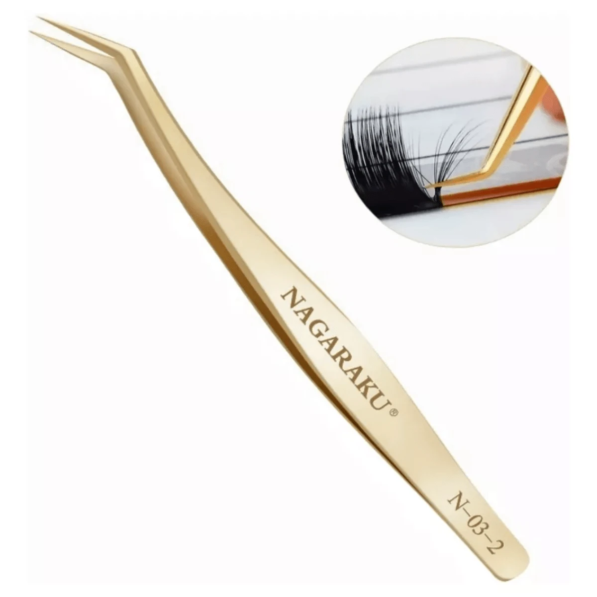 Pinza Nagaraku Dorado N-03-2 Para Extensiones Pestañas LEODY - Dorado - Ver 1