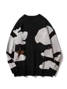 Oversized Sweater Anime Street Hipster Black Casual Fashion Autumn And Winter Sweater - Black - View 2