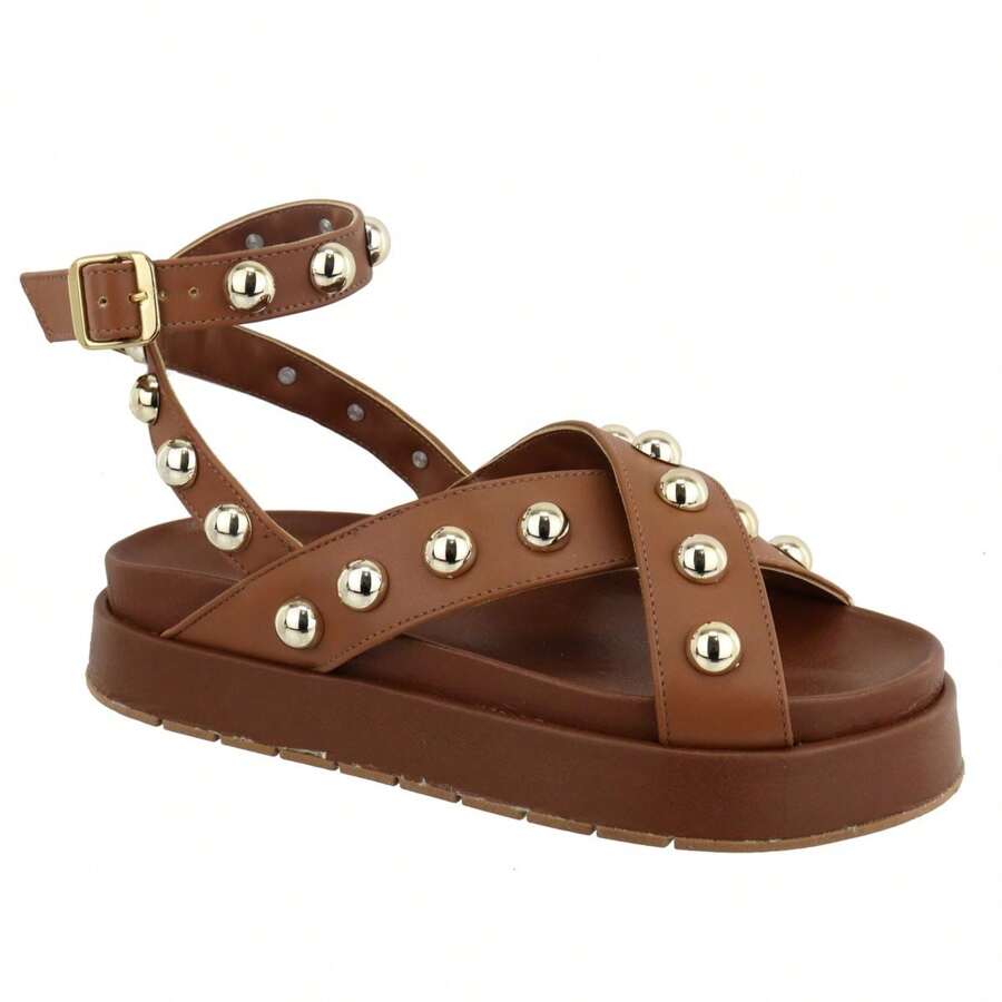 New Polka Dot Flatform Papete Sandal - 駝色 - 查看 1