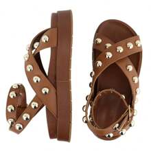 New Polka Dot Flatform Papete Sandal - 駝色 - 查看 3