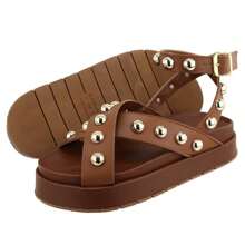 New Polka Dot Flatform Papete Sandal - 駝色 - 查看 2