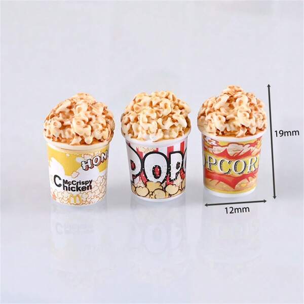 Miniatur realistischer 3D Popcorn Eimer, DIY Ohrringsherstellung Material, Mikro-Landschafts-Accessoires, Lebensmittel Spielzeug aus Harz, Puppenhaus Dekoration, Festival/Geburtstags/Weihnachtsgeschenk