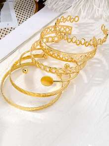 5/6pcs Set Luxury Geometric Metal Bangle Bracelets For Women - Bracelet Set - View 16