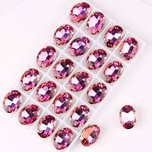 椭圆形、银色、金色金属爪基、彩虹色、果冻糖 AB、蛋白石色花式椭圆闪亮手工缝纫水晶玻璃手工缝制水钻装饰珠平背有孔宝石 DIY 配件缝制石头水钻用于装饰衣服、连衣裙、包、鞋子、胸针、耳环、手工艺品 DIY。 - 七彩 多色 - 查看 19