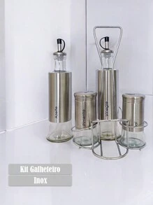Cruet Kit Dispenser For Olive Oil Vinegar Oil Condiments Kitchen Utensil Seasoning Food - Bạc - Xem 1