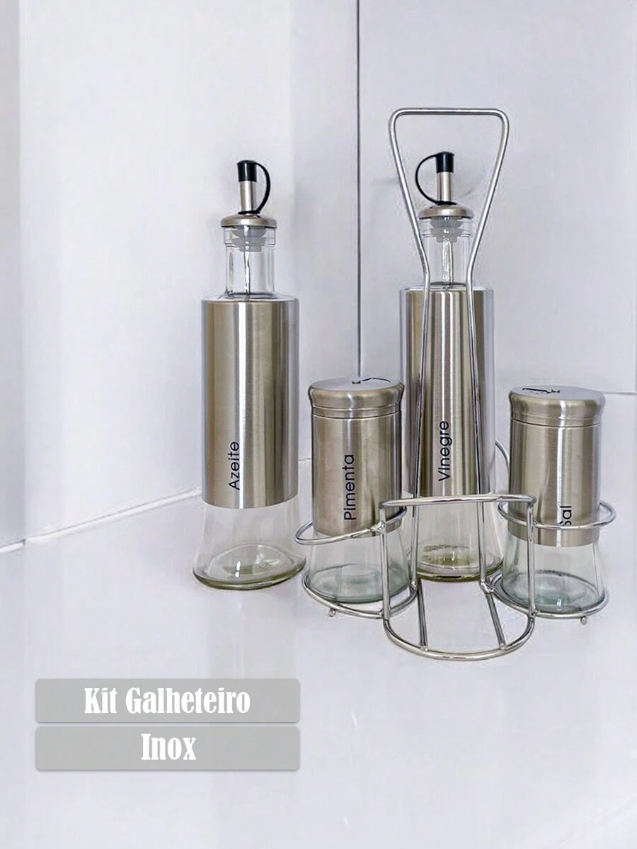 Cruet Kit Dispenser For Olive Oil Vinegar Oil Condiments Kitchen Utensil Seasoning Food - Bạc - Xem 1