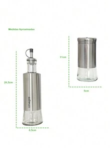 Cruet Kit Dispenser For Olive Oil Vinegar Oil Condiments Kitchen Utensil Seasoning Food - Bạc - Xem 3