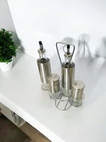 Cruet Kit Dispenser For Olive Oil Vinegar Oil Condiments Kitchen Utensil Seasoning Food - Bạc - Xem 2