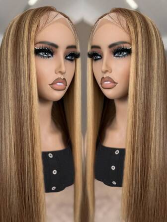30 Inch Straight 13x5x1 Honey Blonde HD Lace Front Wig With Baby Hair Natural Looking Beginner Friendly Pre Plucked Ready To Wear Glueless Highlight Synthetic Lace Front Wig For Women