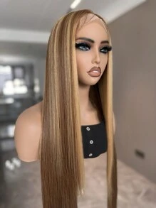 30 英寸直发 13x5x1 蜜金色高清蕾丝前假发，带婴儿头发，外观自然，适合初学者，预拔，可直接佩戴，无胶高光合成蕾丝前假发，适合女士 - 間色 - 查看 4