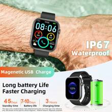2.0'' Smart Watch Supports Women To Make/Answer Calls, Fitness Trackers With Step/ Calorie/ Tracker, IP67 Waterproof, 100+Exercise Mode, Body Temp Monitor, AI Voice Control, Suitable For Android IOS