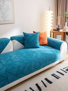 1pc Modern Line Pattern Dust-Proof Soil-Resistant Slip-Resistant Customizable Blue Sofa Cushion - Blue - View 5