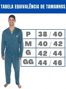 Men's Long Open Basic Comfortable Pajamas Plain Colors - 藍色 - 查看 2