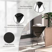 COZAYH Modern Geometric End Table With Wooden Top And Metal Base, Unique Pyramid Side Table Plant Stand For Office, Living Room, Bedroom, Triangle, Black - 黑色 - 查看 4