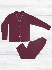 Men's Long Open Basic Comfortable Pajamas Plain Colors - Màu Đỏ Sâu - Xem 5
