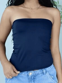 Kit 3 Women's Tube Top Strapless Suplex Blouse - 黑色 - 查看 3