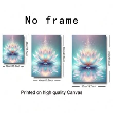 1 幅防水帆布莲花艺术印刷品 - 无框禅意冥想墙饰，花卉帆布艺术品，现代水彩莲花，适合办公室和家居 - 彩色 - 查看 7