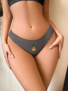 5 件装 女式丁字裤 无缝内裤 水果印花短裤 中腰性感丁字裤 T 型背 - 彩色 - 查看 6